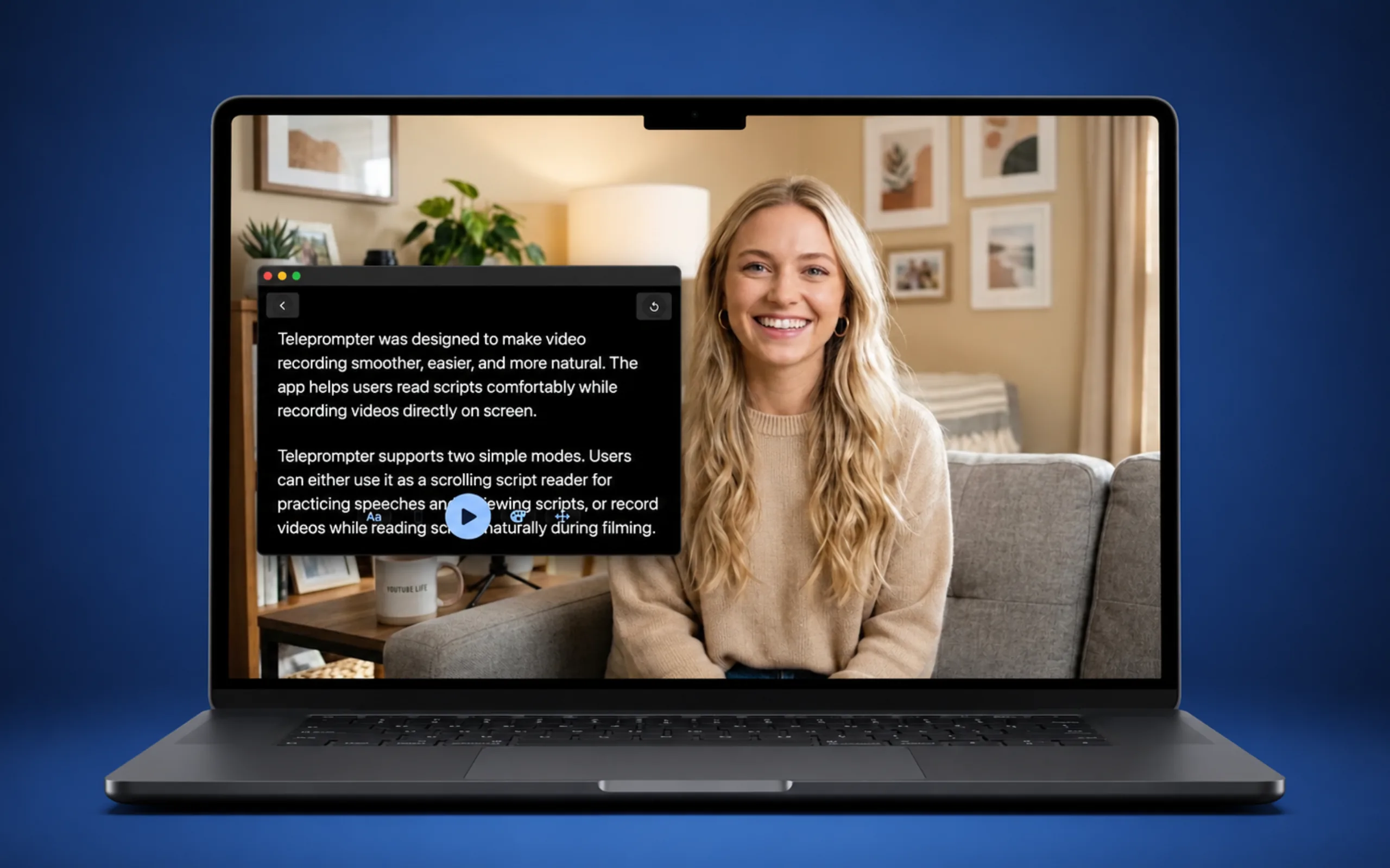 Mac teleprompter reading mode for reading scripts naturally